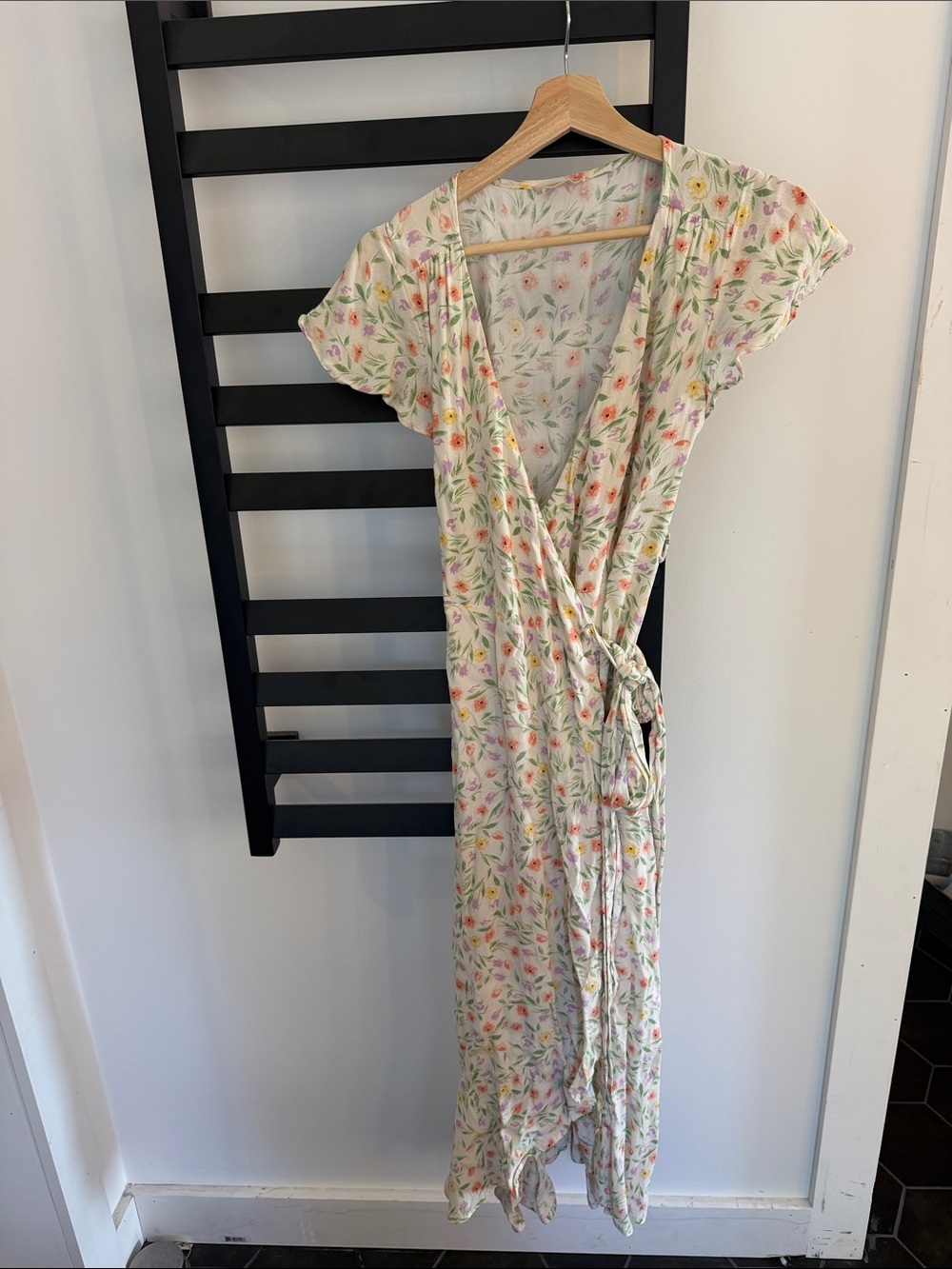 Audrey 3+1 Cream Floral Wrap Dress with Pink & Green Accents